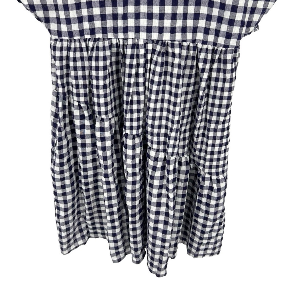 NWT Anthropologie 11-1-TYLHO Navy Blue Gingham Swing Mini Dress Size Extra Small - Picture 8 of 11